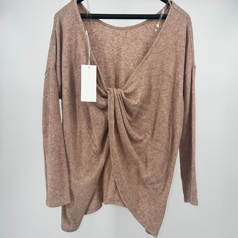 Dusty Pink Lush‎ Brand Knot Back Ribbed Women's Sweater Small